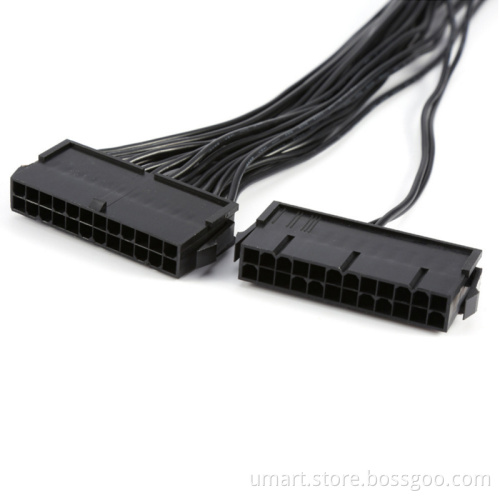 ATX 24 Pin Dual PSU Power Supply Extension Mining Cable for Computer Adaptor Cable for BTC Riser Miner 24Pin 20+4pin 30CM